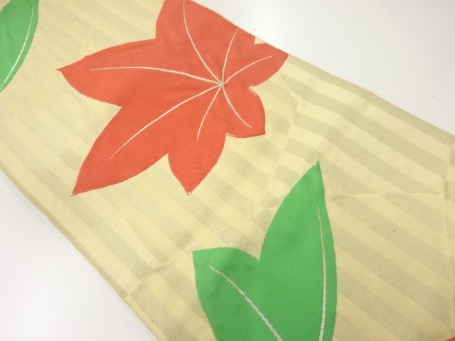JAPANESE NAGOYA OBI / WOVEN MAPLE LEAVES